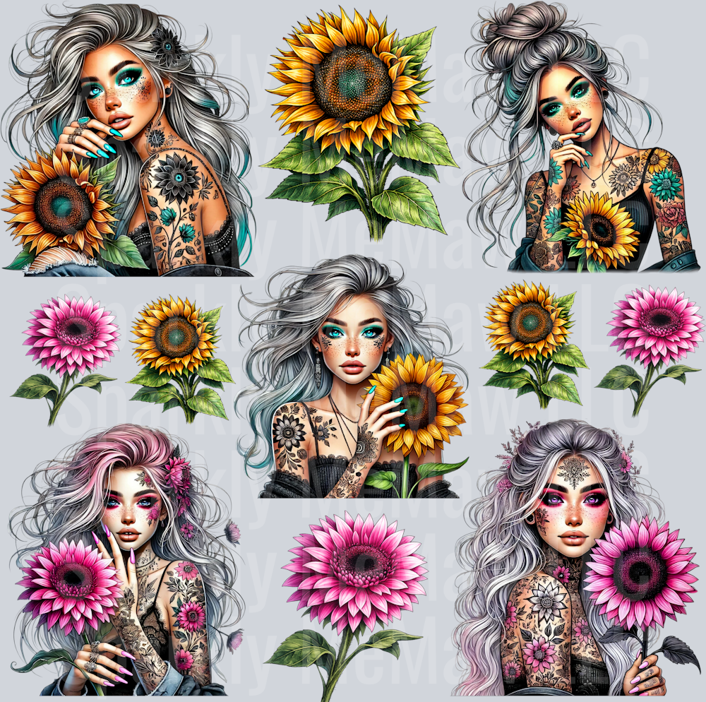 Sunflower Girls 10x10 UV DTF Element Sheet