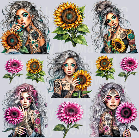 Sunflower Girls 10x10 UV DTF Element Sheet