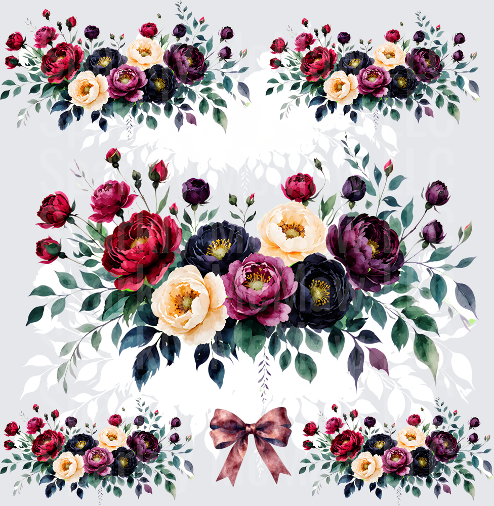 Dark Moody Peony Floral Bouquets is a 10x10 UV DTF Element Sheet