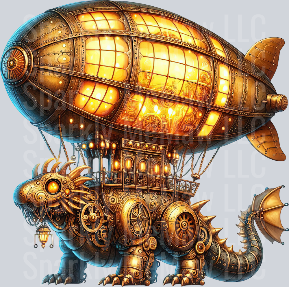 85 Steampunk Dragon UV DTF Clip Art Decal