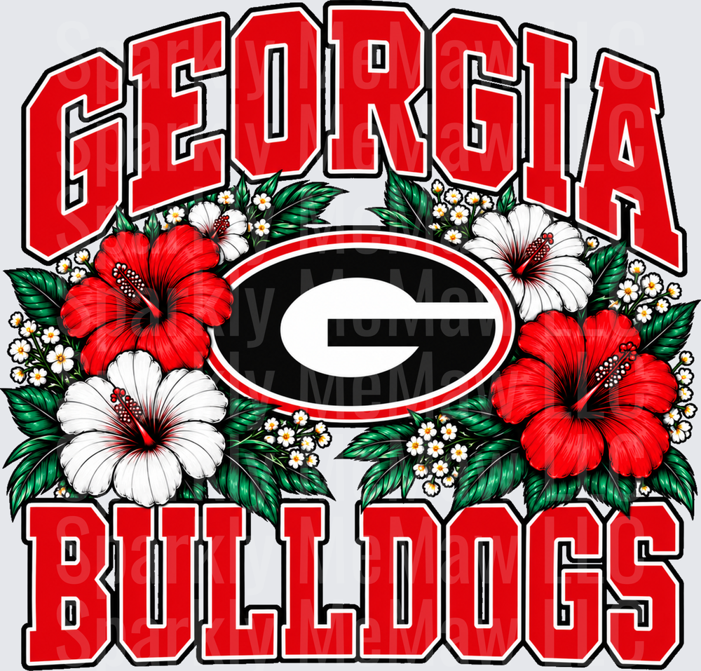Georgia Bulldogs Floral Logo UV DTF Decal