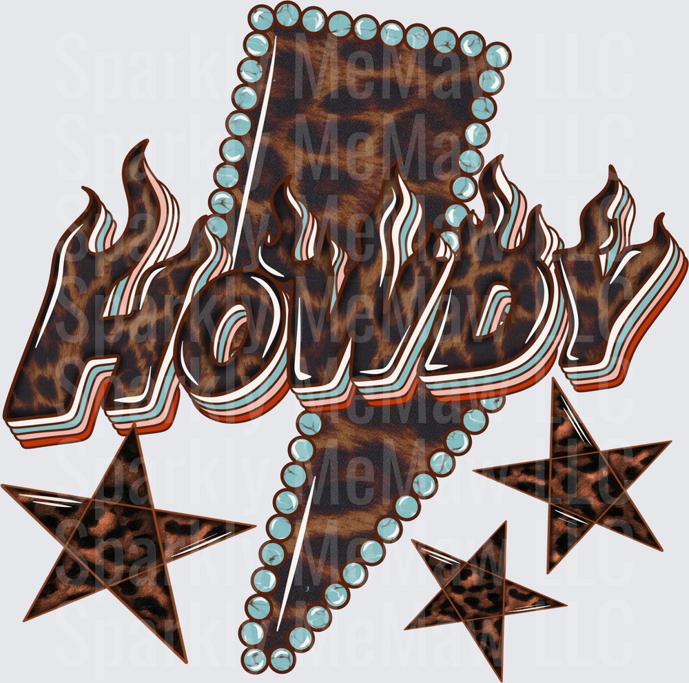 Howdy Leopard Lightning Bolt UV DTF Decal