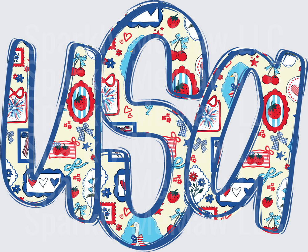 USA Patriotic Fourth of July Americana Pattern UV DTF Decal