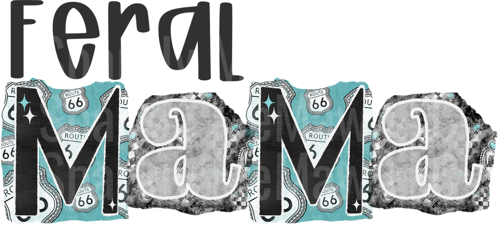 Feral Mama Route 66 Vintage Road Trip Design UV DTF Decal