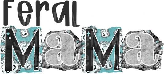 Feral Mama Route 66 Vintage Road Trip Design UV DTF Decal