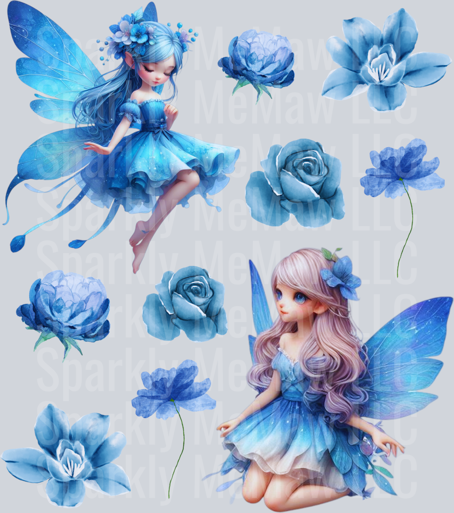 Blue.Fairies.UV DTF Element Sheet