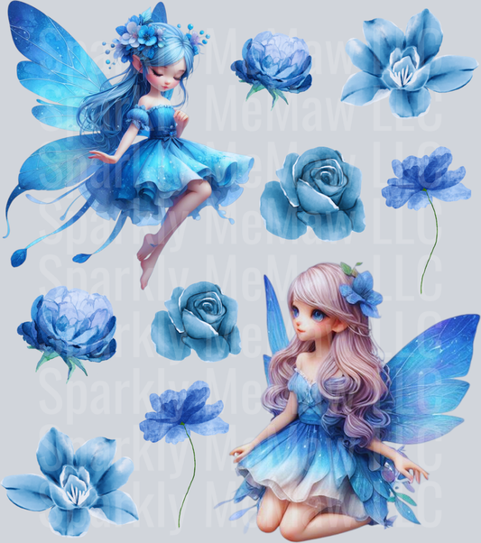 Blue.Fairies.UV DTF Element Sheet