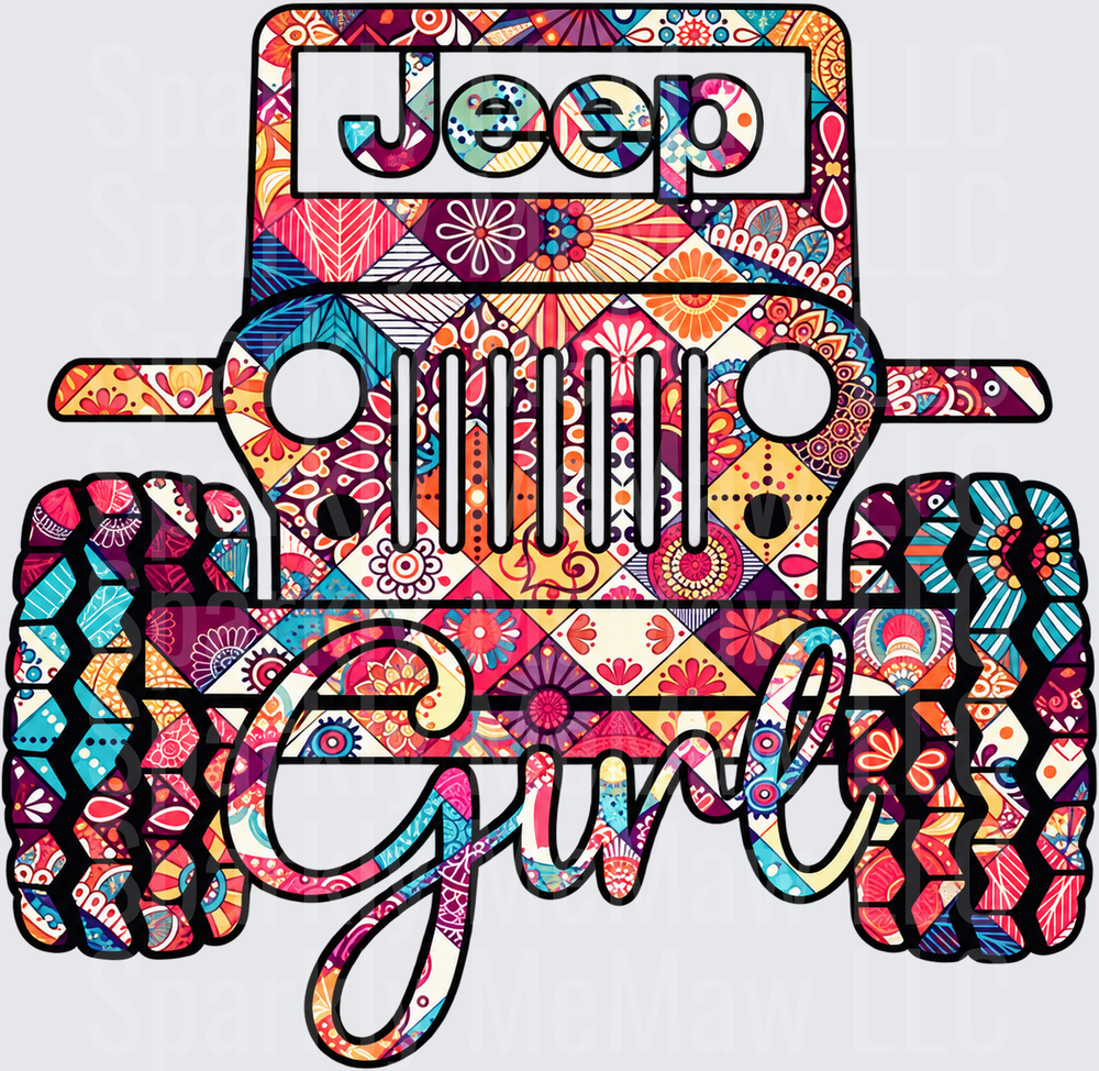 Jeep Girl Boho Mandala is a UV DTF DECAL (HARD SMOOTH SURFACE)