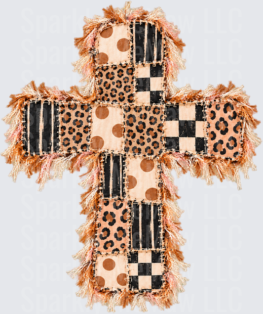 Patchwork Leopard Cross DTF Transfer for Fabrics