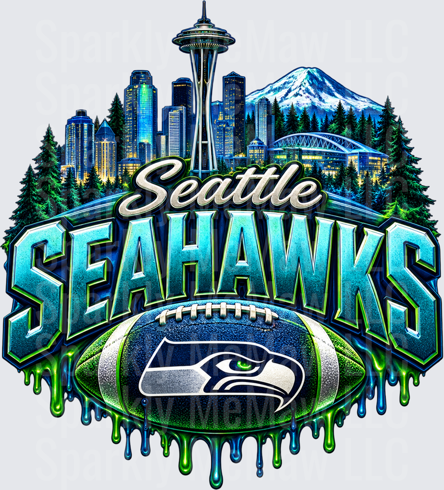Seattle Seahawks City Skyline UV DTF Decal