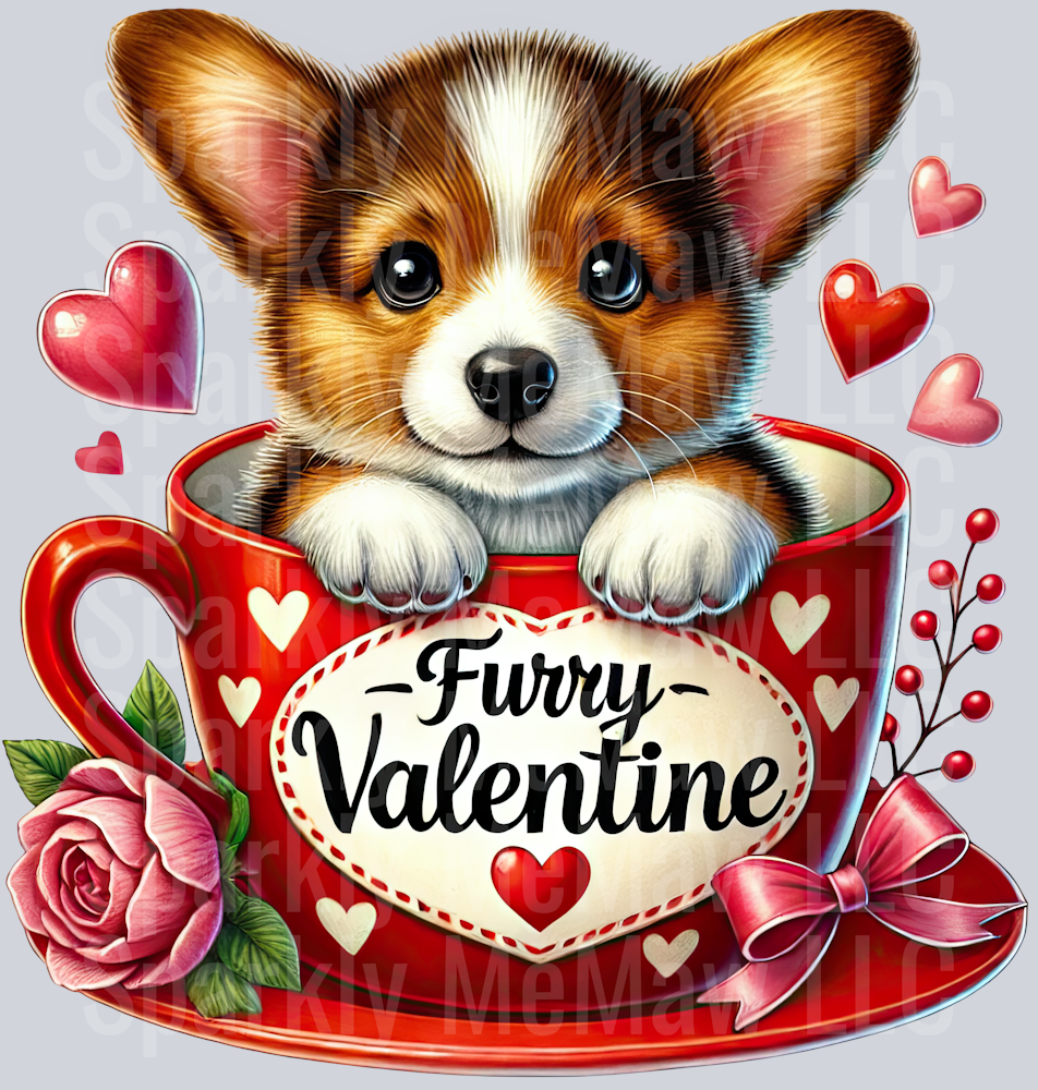 Valentines Cup Puppy 20 UV DTF Decal