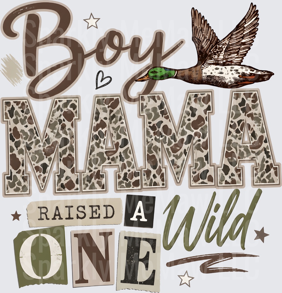 Boy Mama Raised A Wild One Duck Hunting Camo Mallard UV DTF Decal