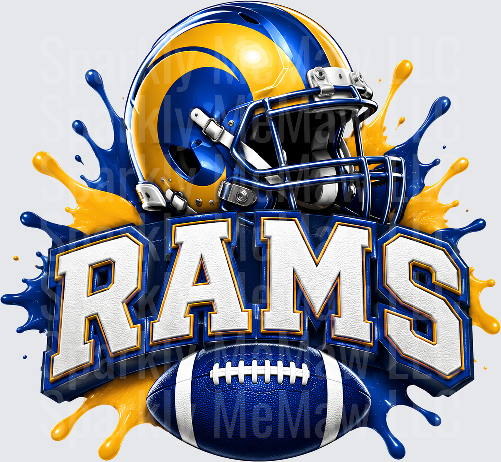 Rams Helmet Football Splash UV DTF Decal