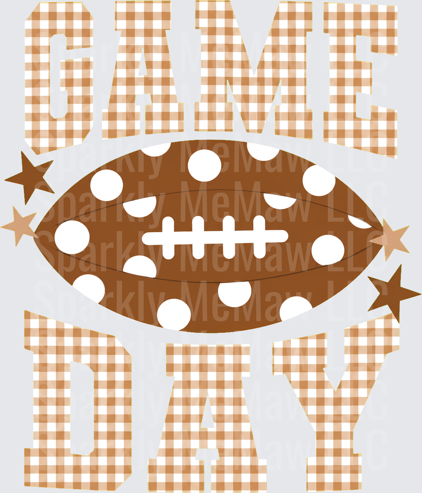 Game Day Football Gingham Plaid UV DTF Decal