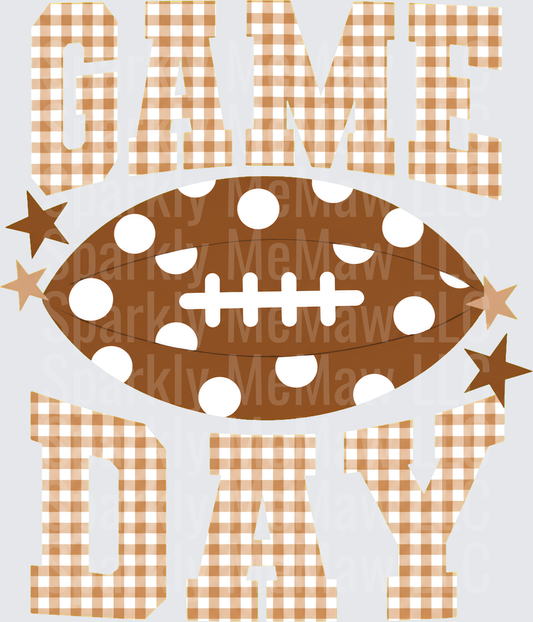 Game Day Football Gingham Plaid UV DTF Decal