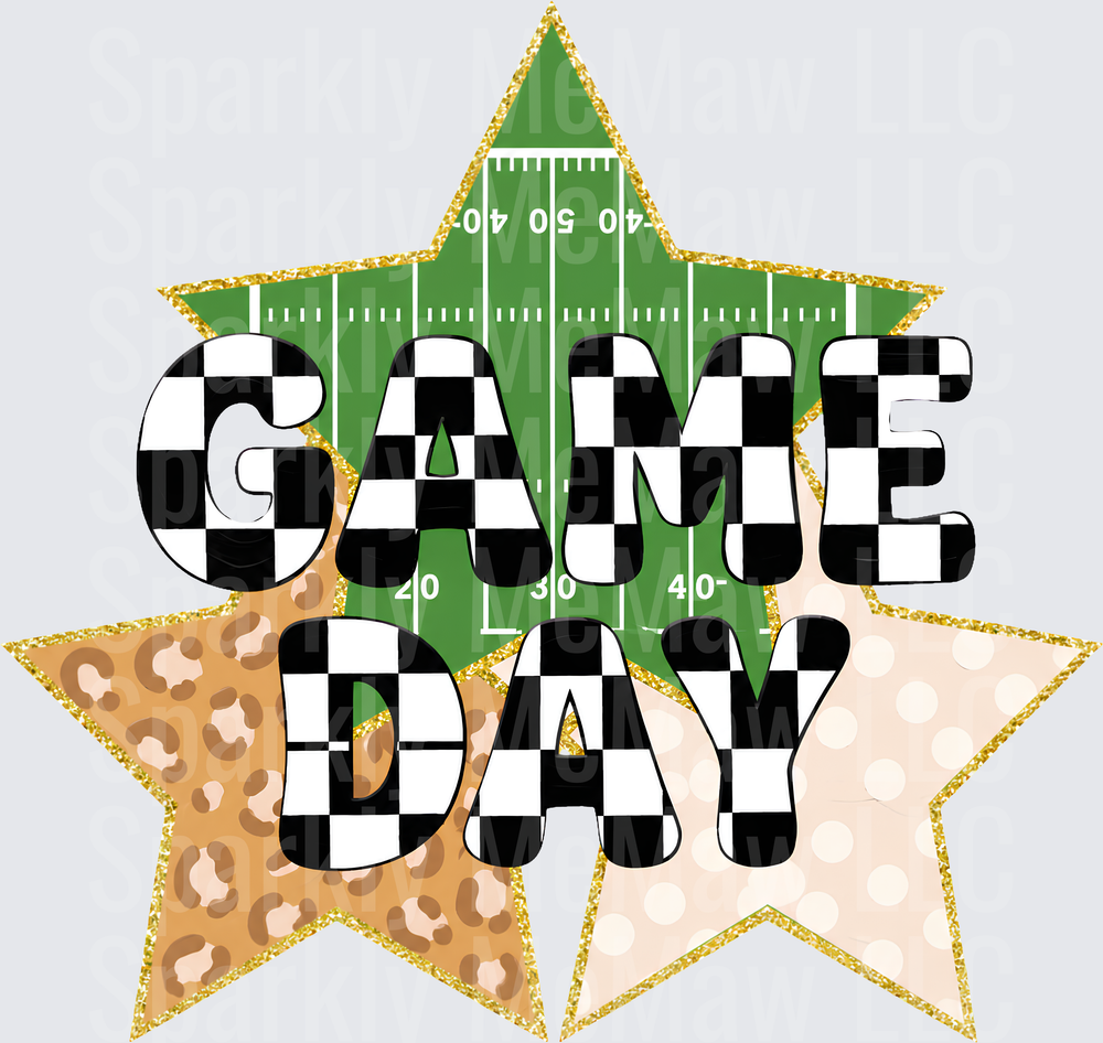 Game Day Stars Football Field UV DTF Decal