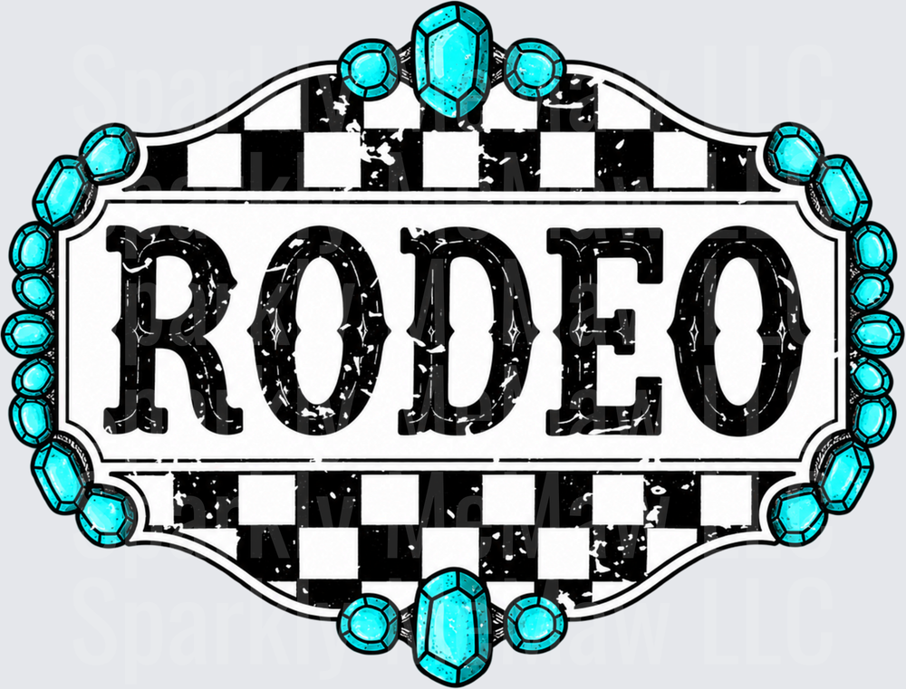Rodeo Turquoise Gemstone Buckle DTF Transfer for Fabrics