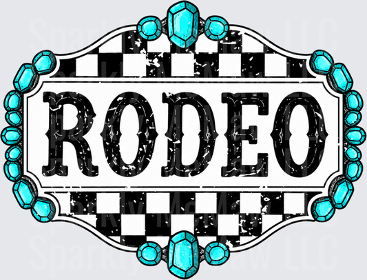 Rodeo Turquoise Gemstone Buckle DTF Transfer for Fabrics