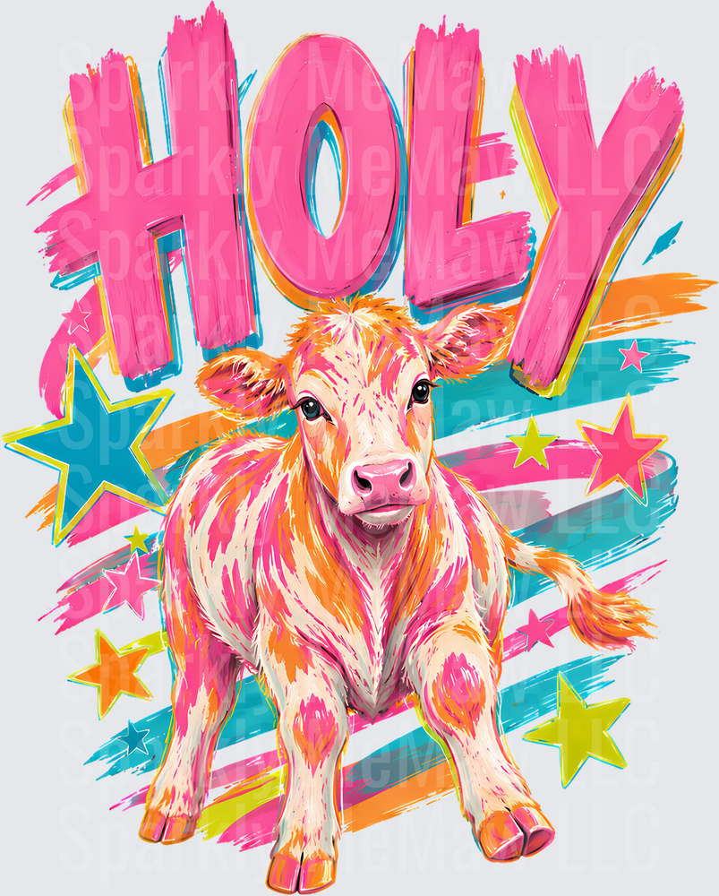 Holy Cow Colorful Paint Splash Stars UV DTF Decal