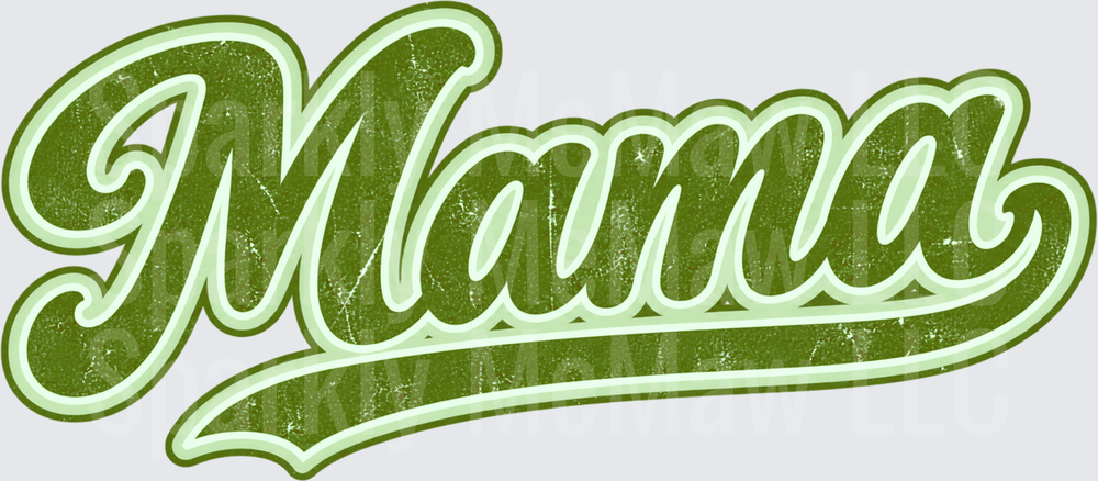 Retro Green Mama Script UV DTF Decal