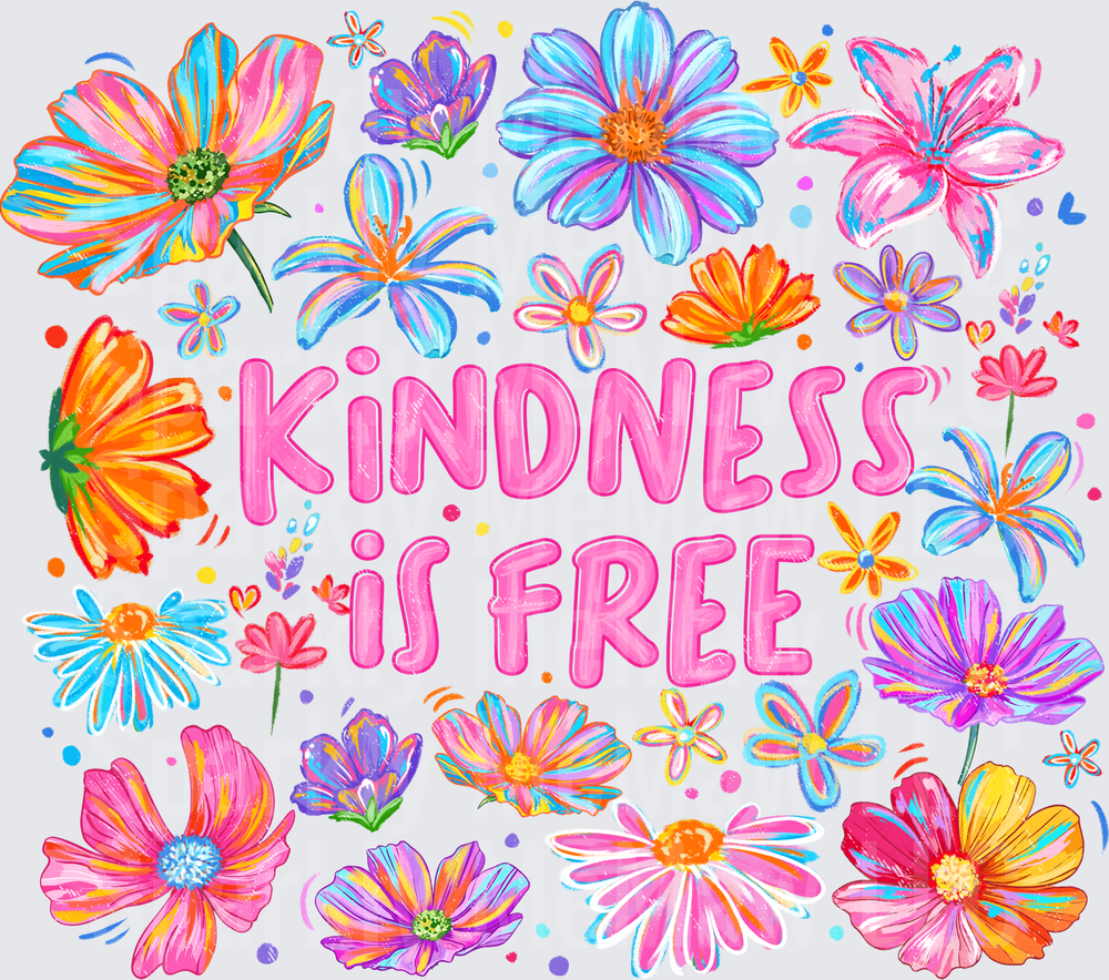 Kindness Is Free Watercolor Flowers Inspirational Quote