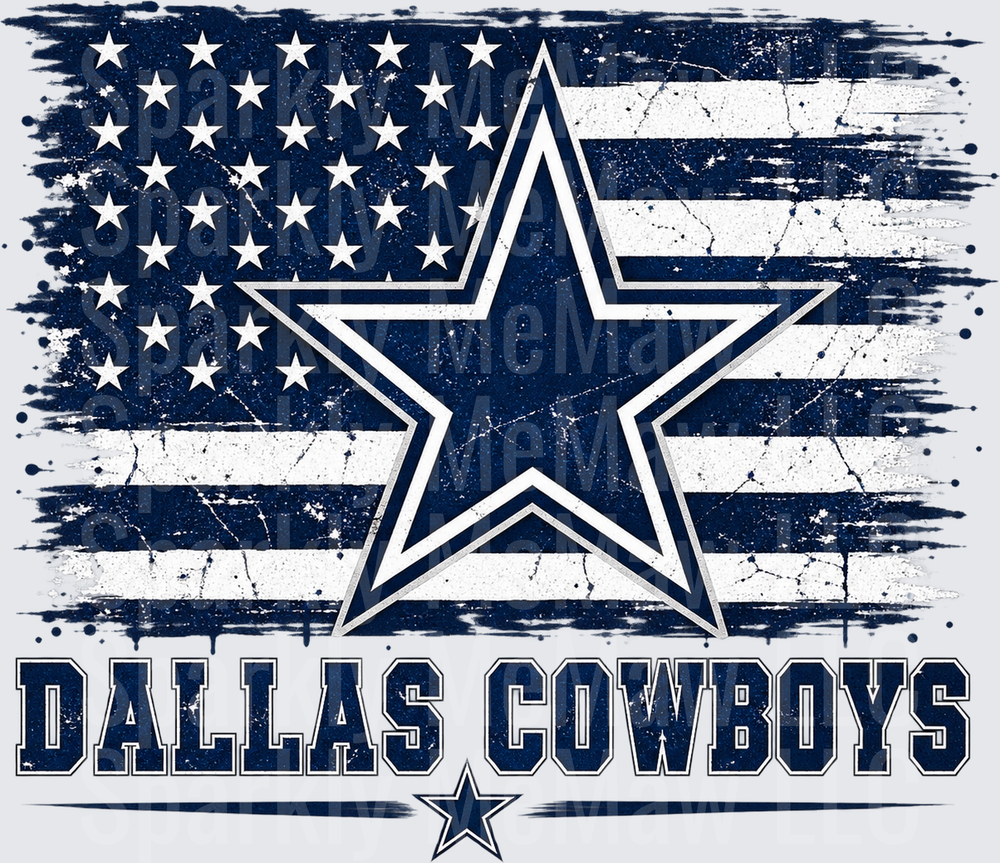 Dallas Cowboys Distressed American Flag DTF Transfer for Fabrics