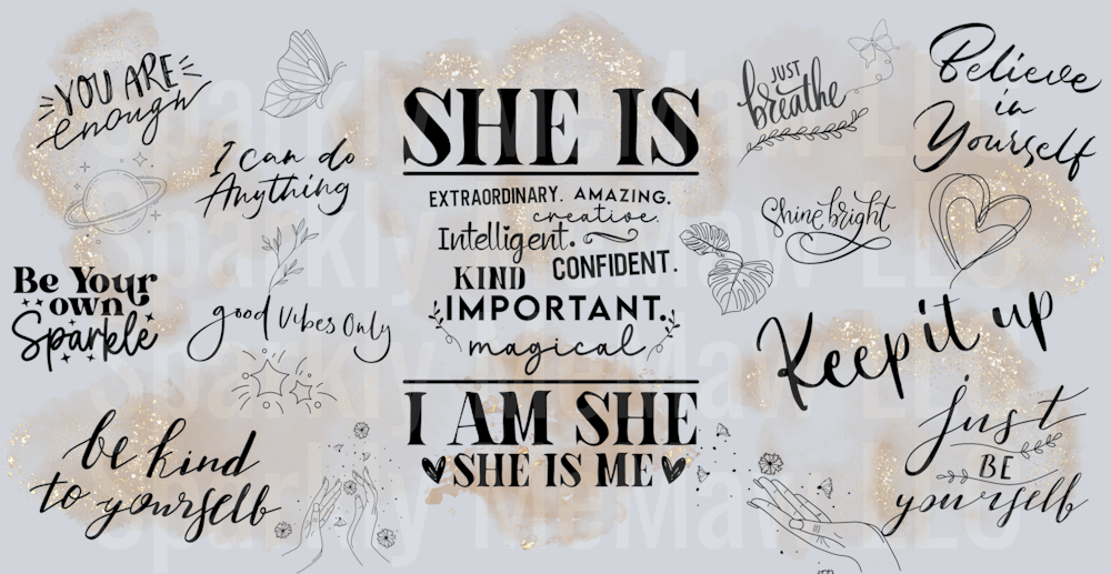 She is Affirmations 16 oz UV DTF Wrap