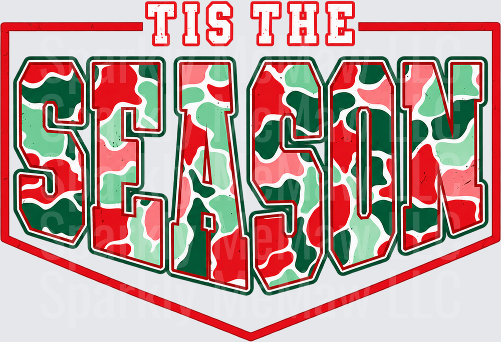 Tis The Season Camo Christmas UV DTF Decal