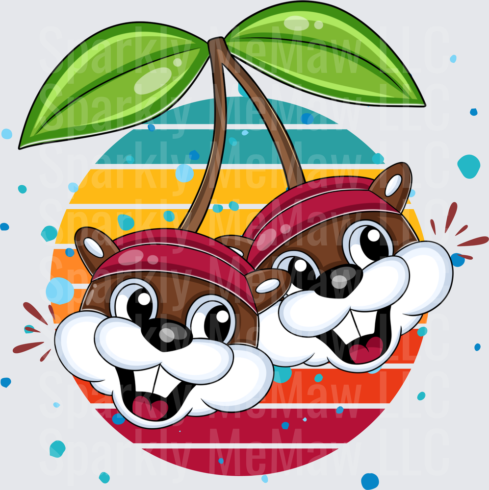 Cute Chipmunk Cherry Duo UV DTF Decal