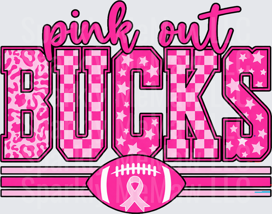 Pink Out Bucks Football Cancer Awareness UV DTF Decal