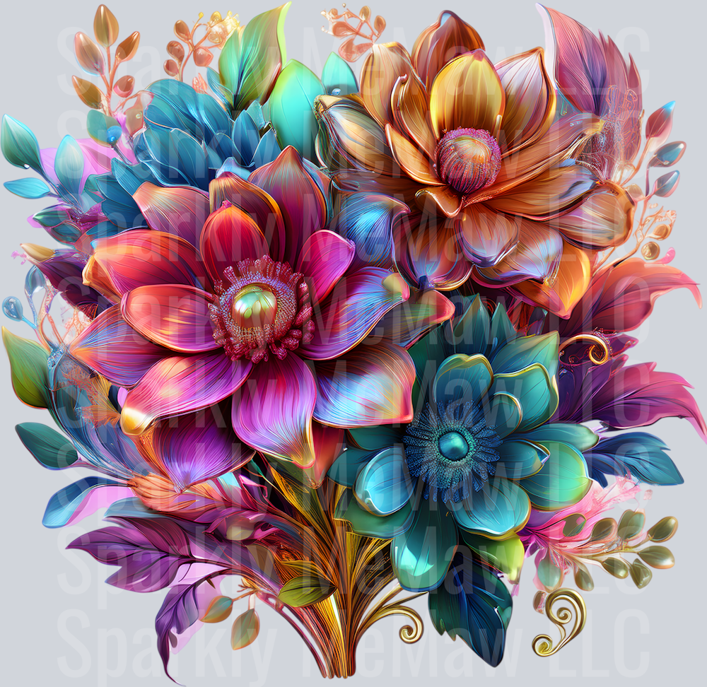 jewel tone floral clipart (170) UV DTF Decal