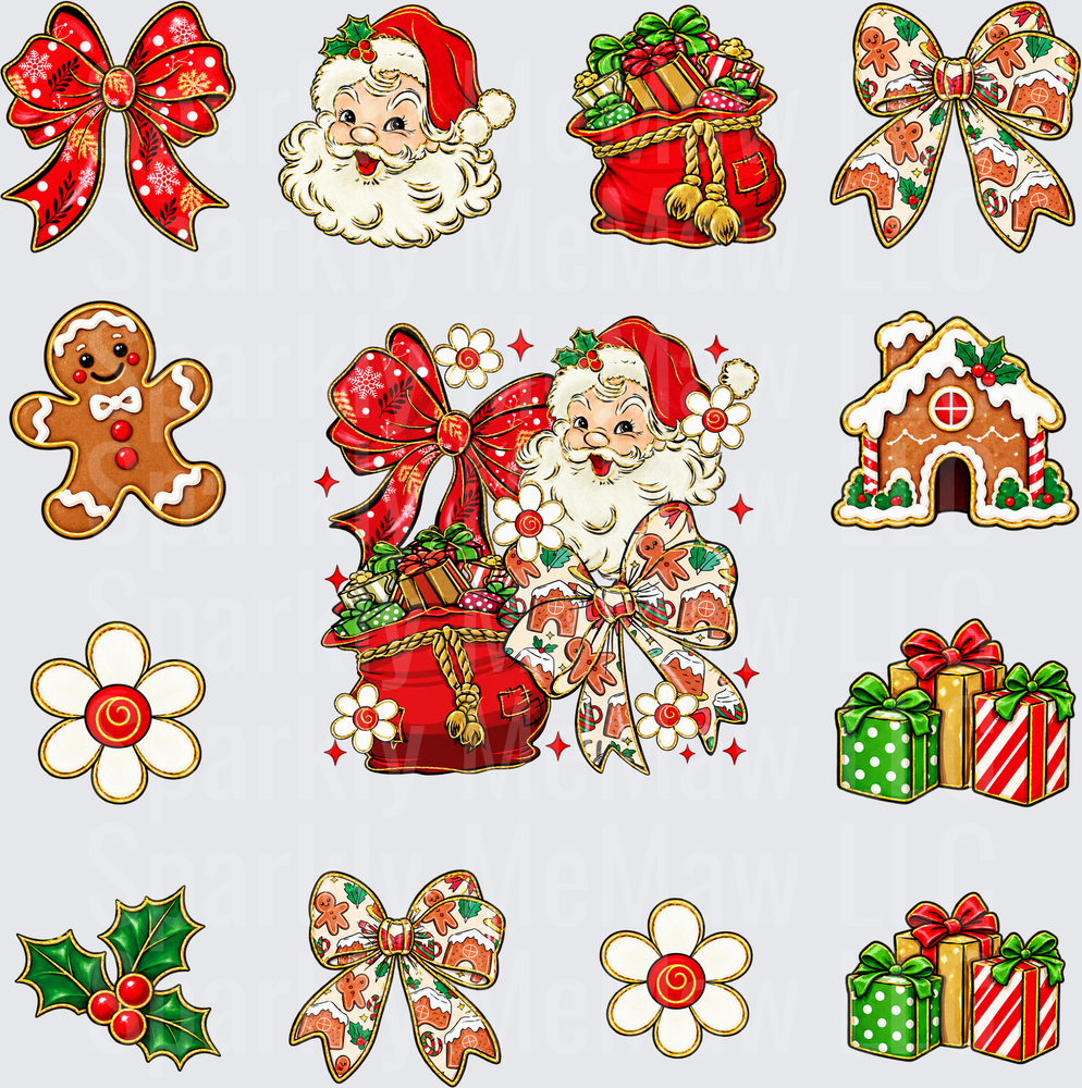 Retro Christmas Santa Sheet this is a 10 inch cut and stick UV Decal Sheet