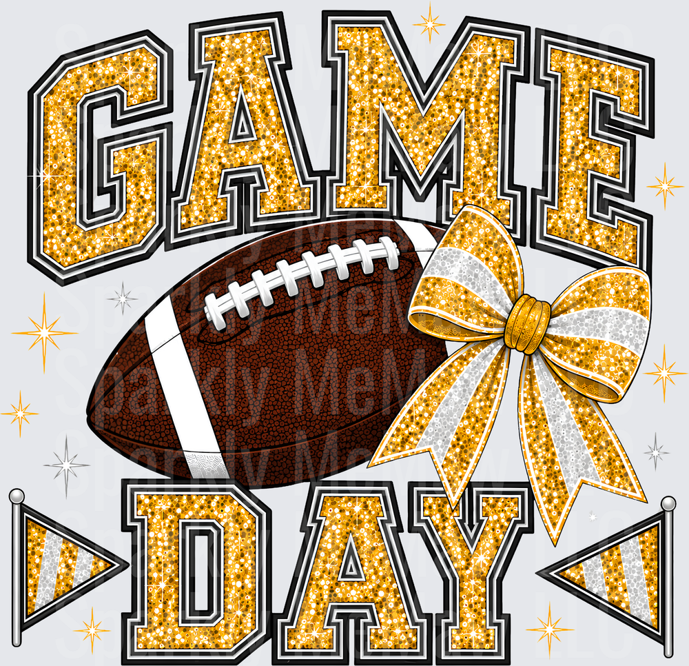 Game Day Football Glitter Bow UV DTF Decal