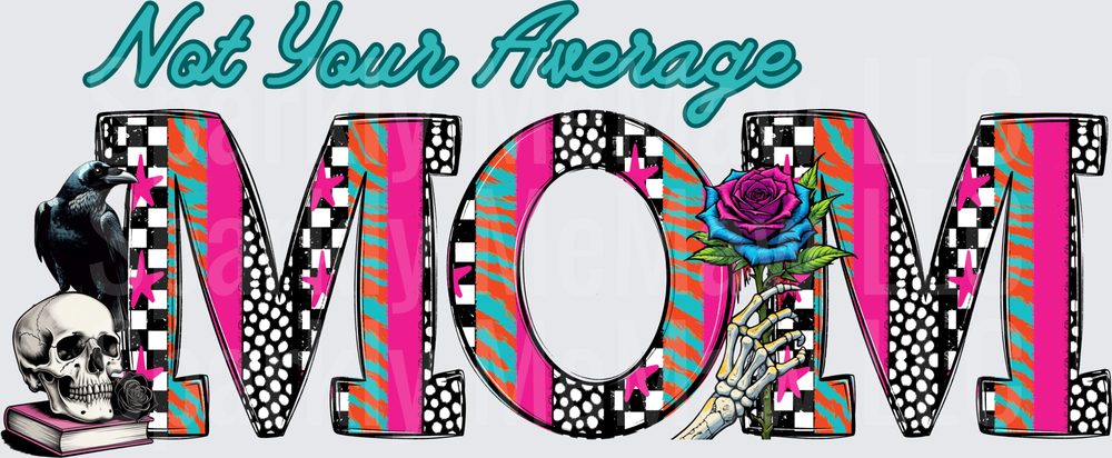 Not Your Average MOM Design with Skull Rose and Checkered Pattern