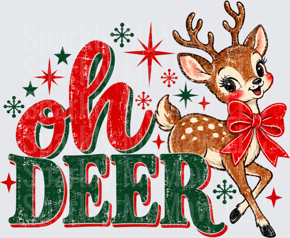 Oh Deer Retro Christmas UV DTF Decal