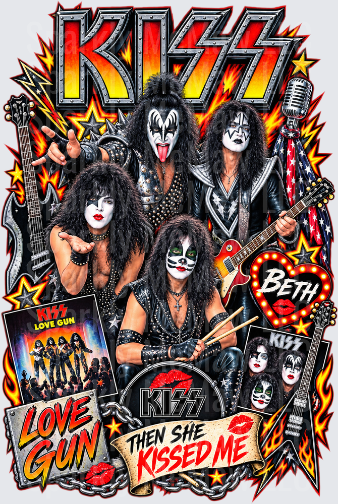KISS Band Rock Collage UV DTF Decal
