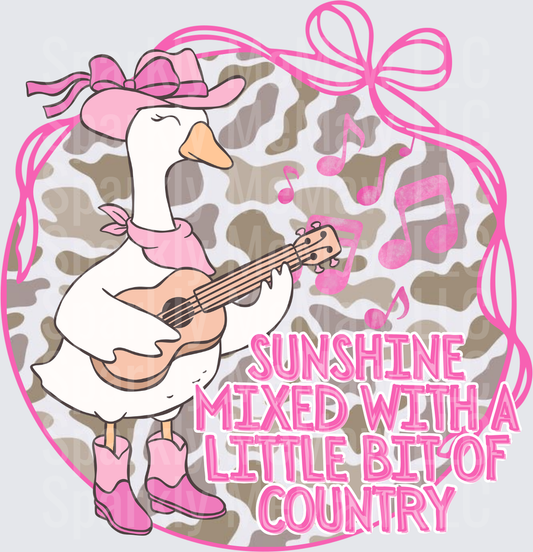 Sunshine Mixed With A Little Bit Of Country Duck Playing Guitar DTF Transfer for Fabric