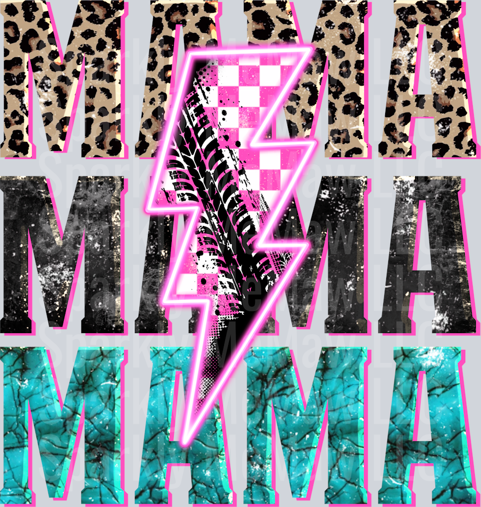 RACE_MAMA__Lightning_Bolt_ DTF Transfer (Fabrics)