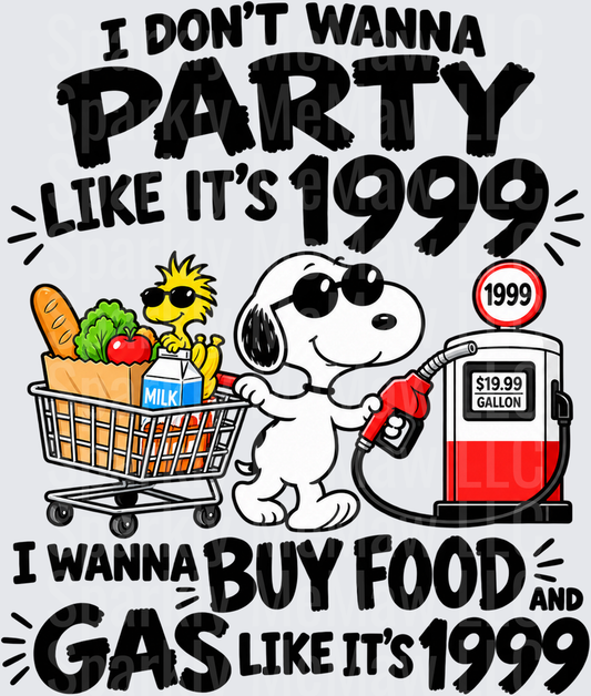 Snoopy 1999 Food Gas Humor DTF Transfer for Fabrics