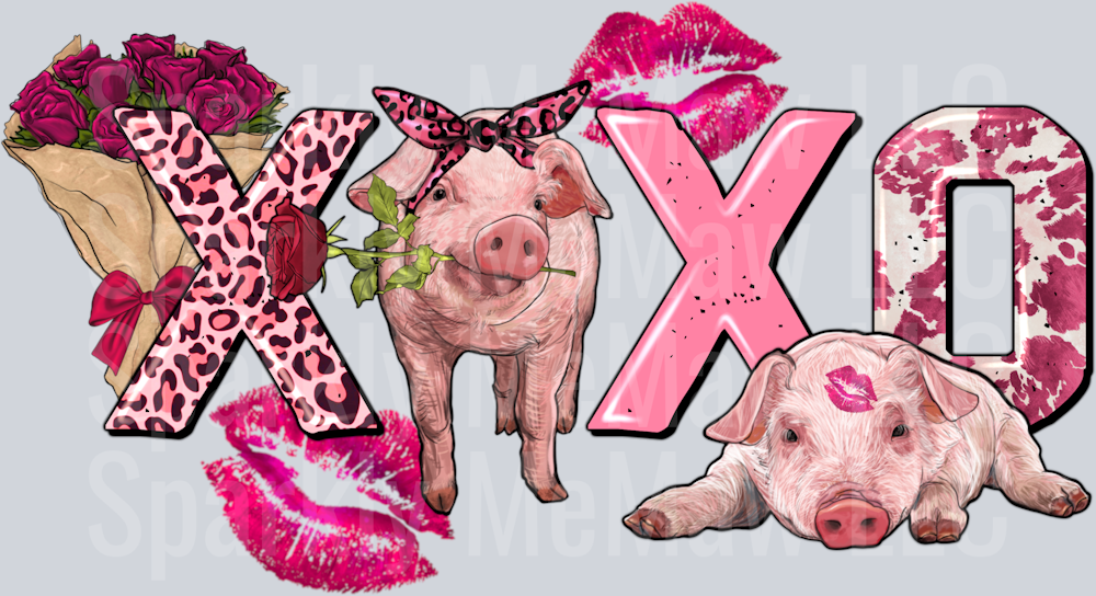 Valentines Day Pig UV DTF Decal