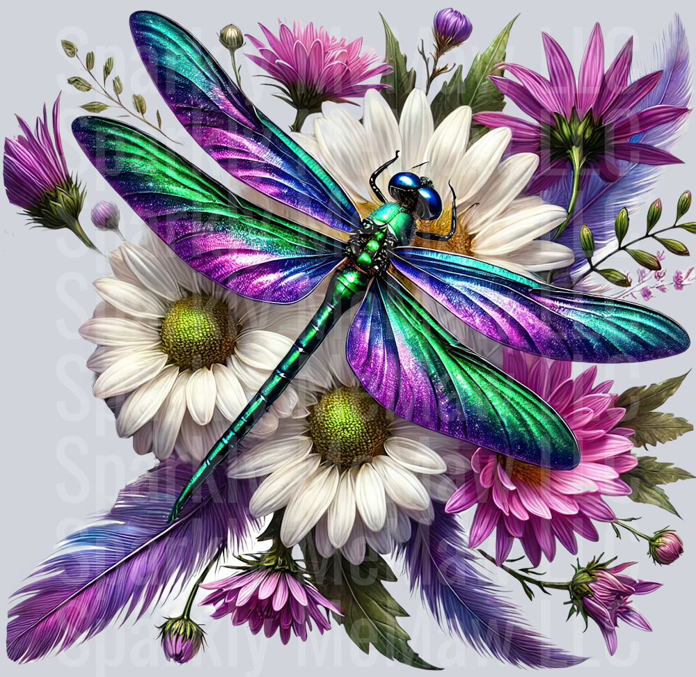19 Floral Dragonfly UV DTF Clip Art Decal