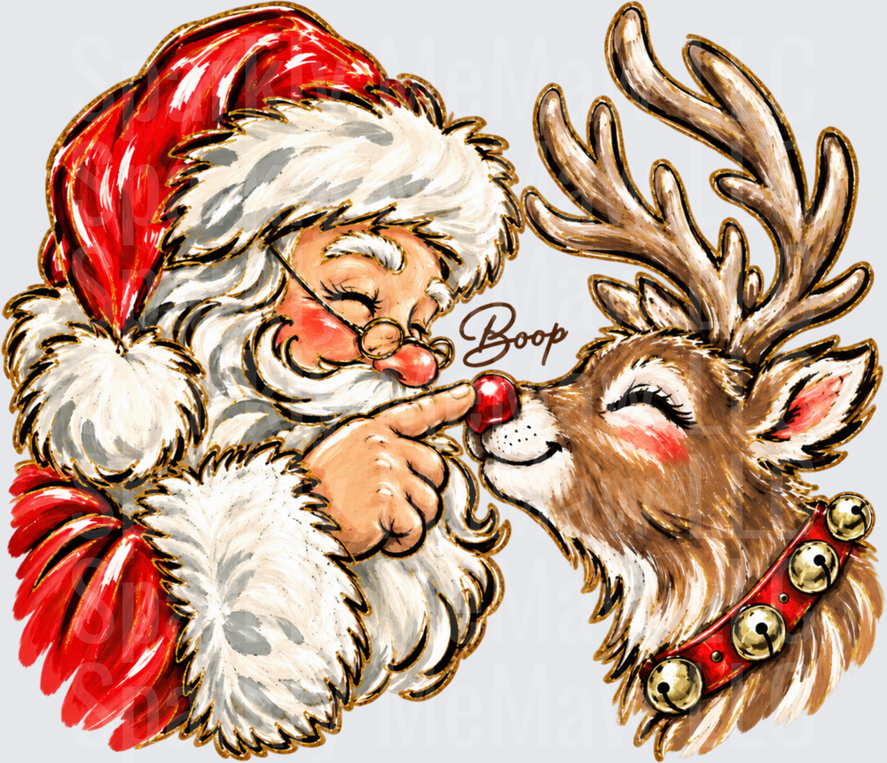 Santa Booping Rudolph's Nose UV DTF Decal