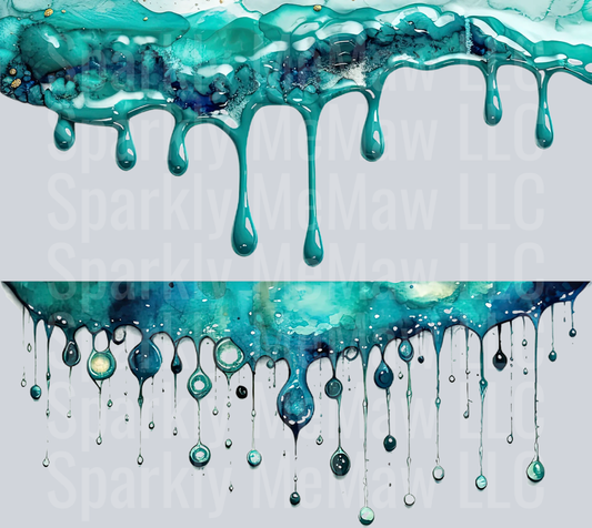 Turquoise Drip 2 10x10 UV DTF Sheet