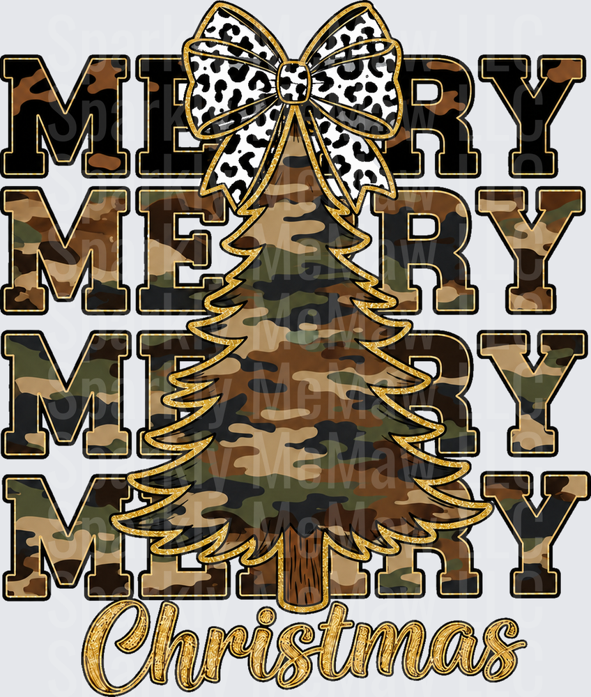 Merry Christmas Camo Tree UV Decal Decal