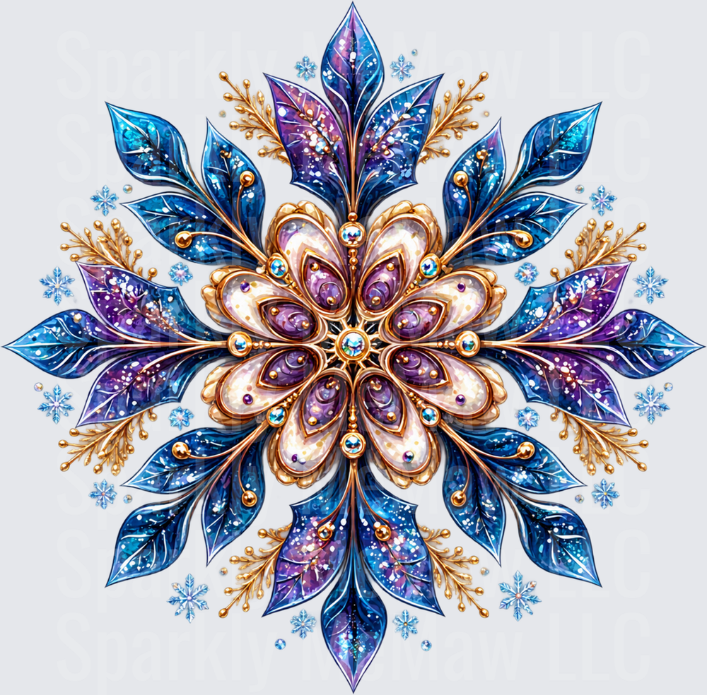 Jeweled Snowflake Mandala UV DTF Decal