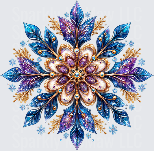 Jeweled Snowflake Mandala UV DTF Decal