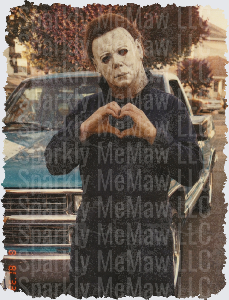 Michael Myers Making Heart Shape This is a UV DTF Decal