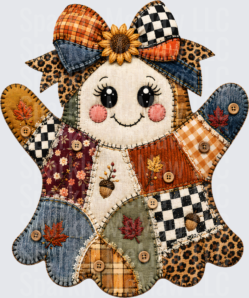 Patchwork Fall Ghost UV DTF Decal