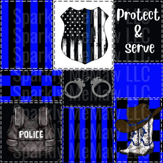 Protect and Serve 10x10 Cut and Stick Patchwork UV DTF Set
