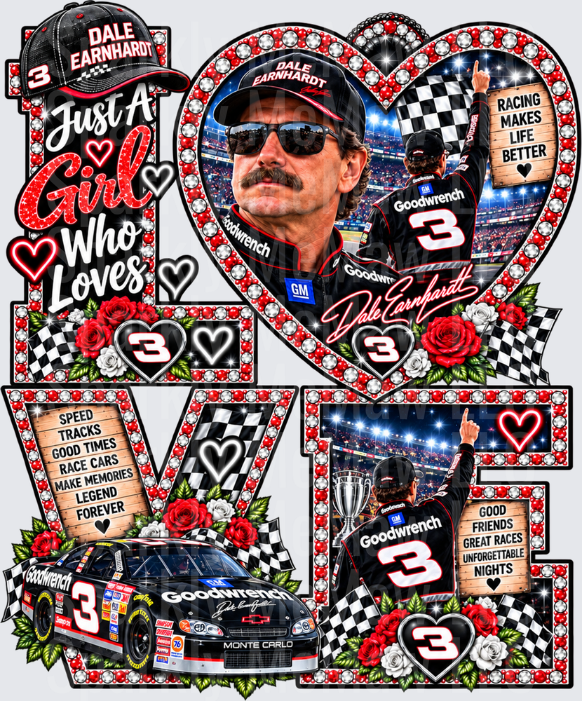 Just A Girl Who Loves Dale Earnhardt DTF Transfer for Fabrics